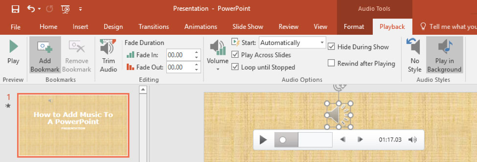 how to play music in powerpoint for mac